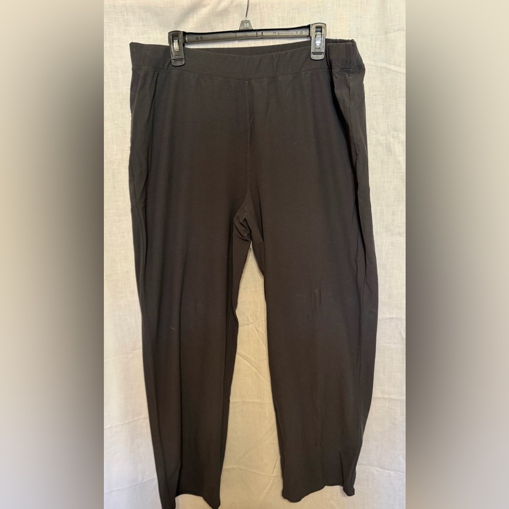 Eileen Fisher Dark Gray Crepe Pull-On Pants. 1X